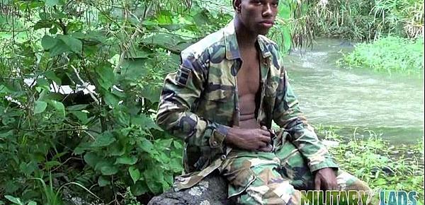  Cock-strong twink soldier by the river